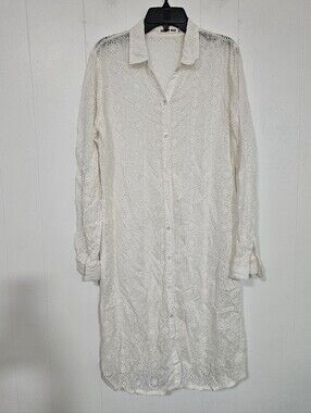 Johnny Was White Eyelet Long Button-Up Dress